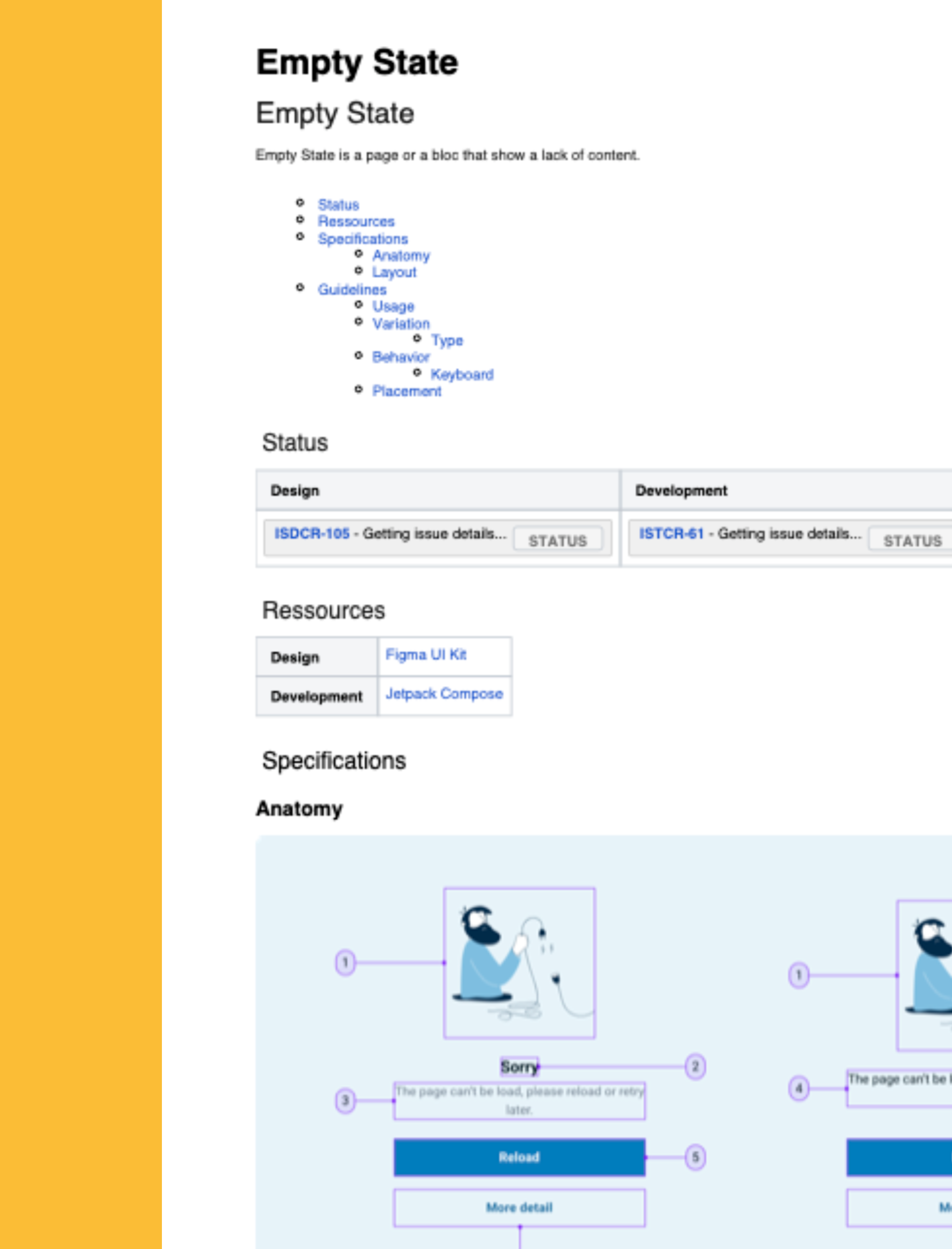 Librairie, Documentation d'un composant