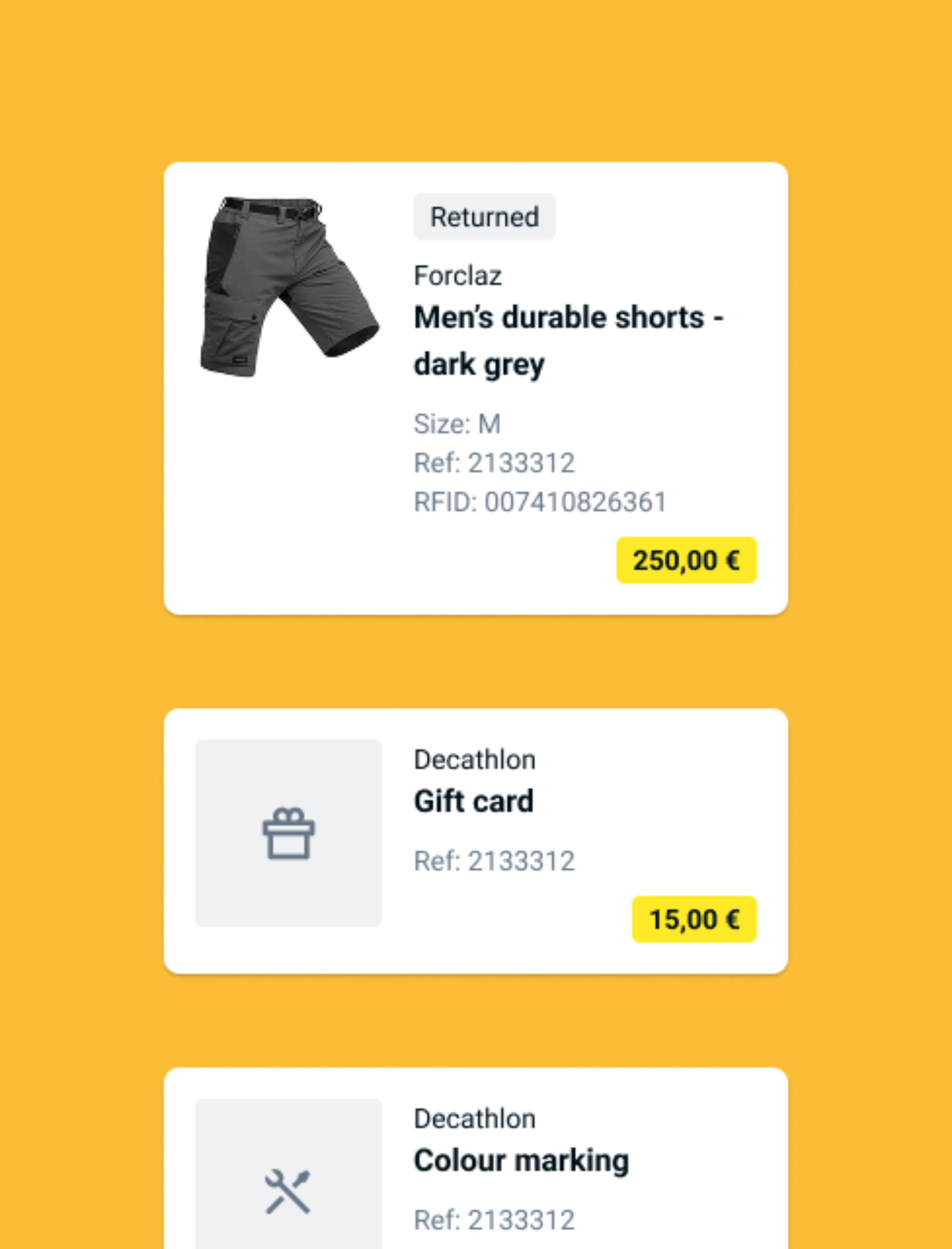 Commandes, Les différents cas d'un produit