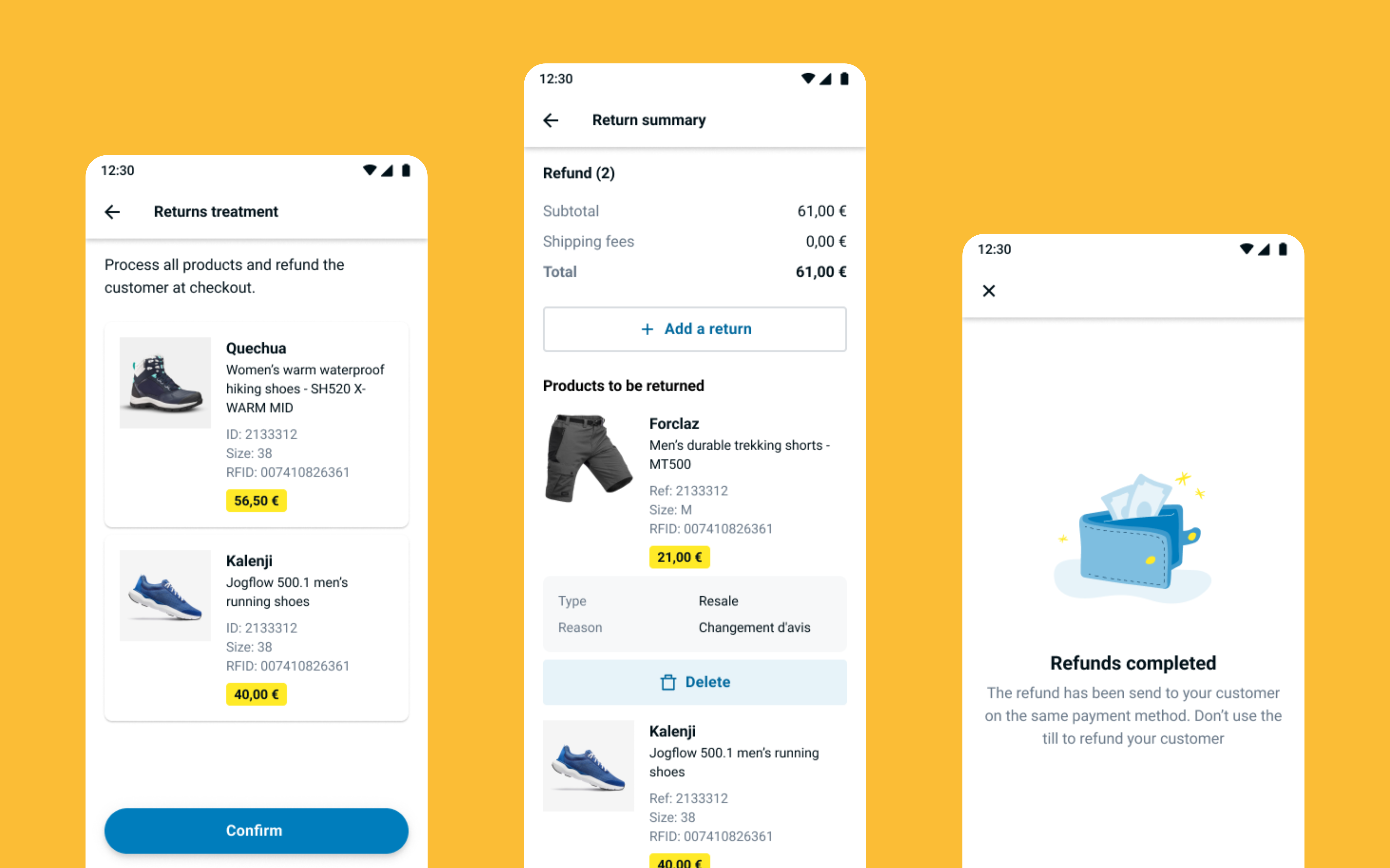 Retours produits, Présentation de plusieurs écrans