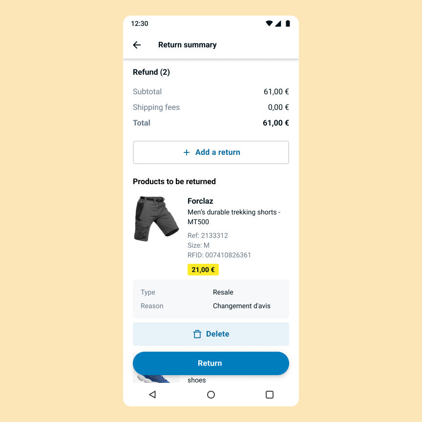 Récapitulation des retours de produits