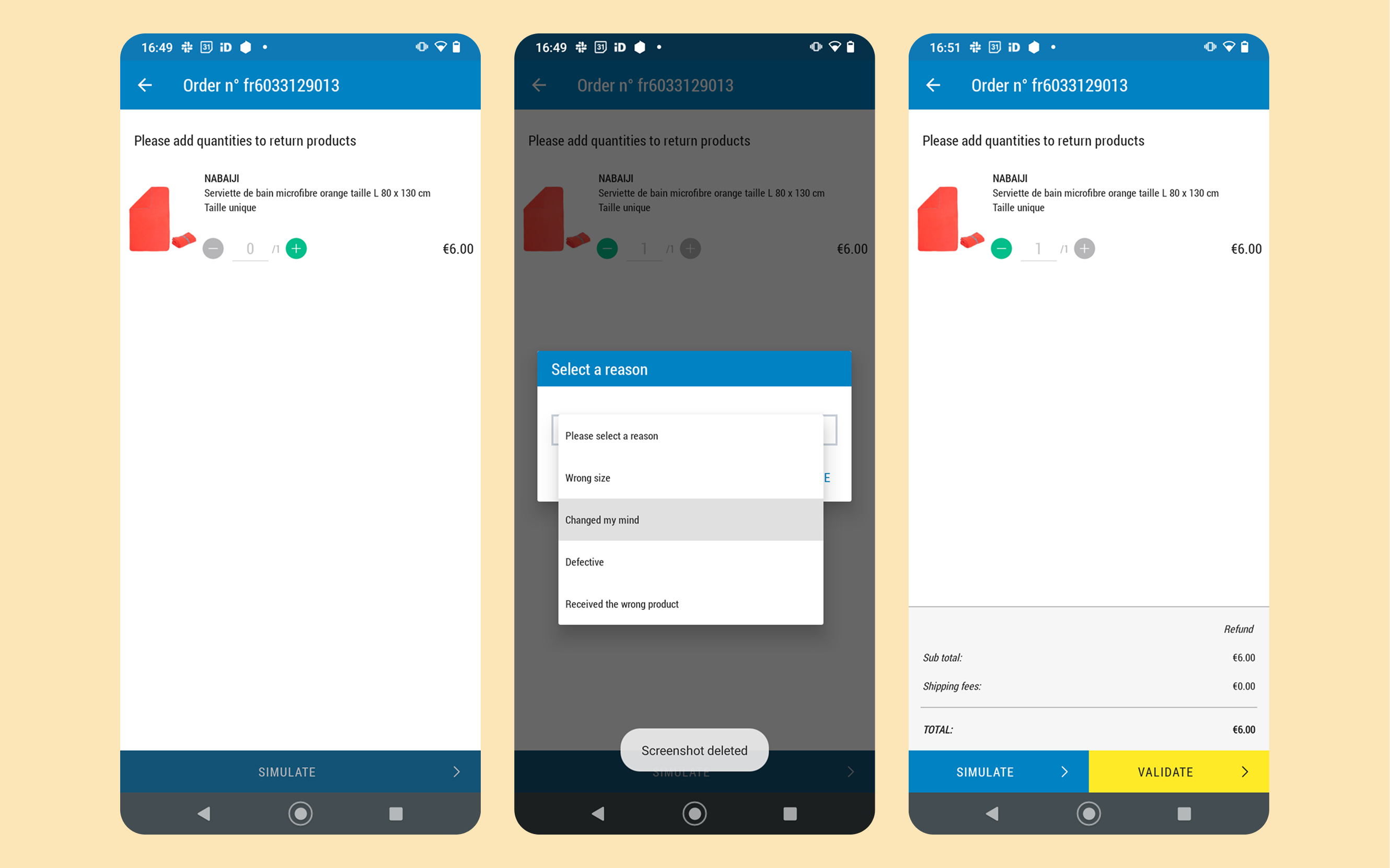 Avant : parcours lorsqu’on arrive de la commande client