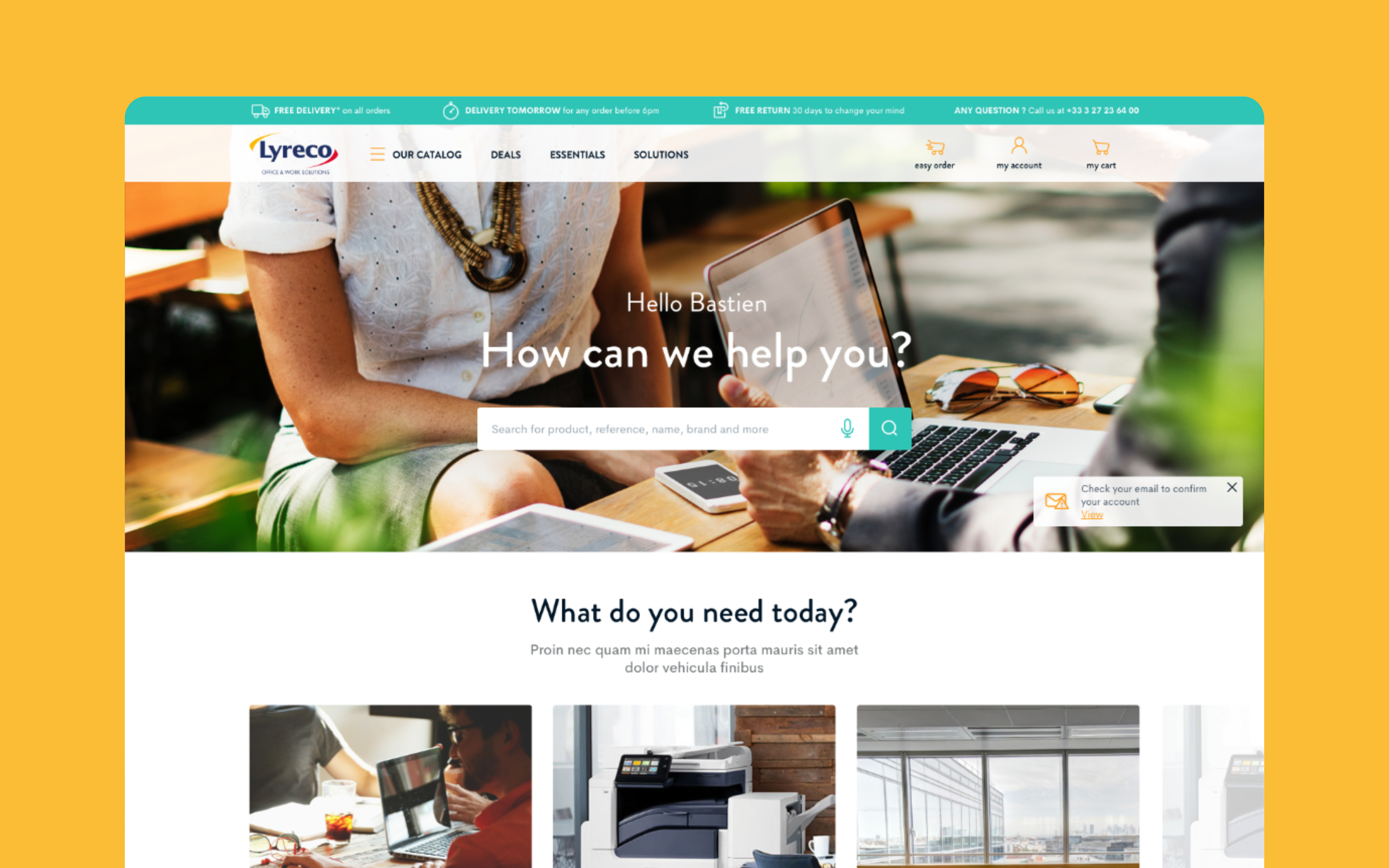 Lyreco e-commerce, Présentation de plusieurs écrans