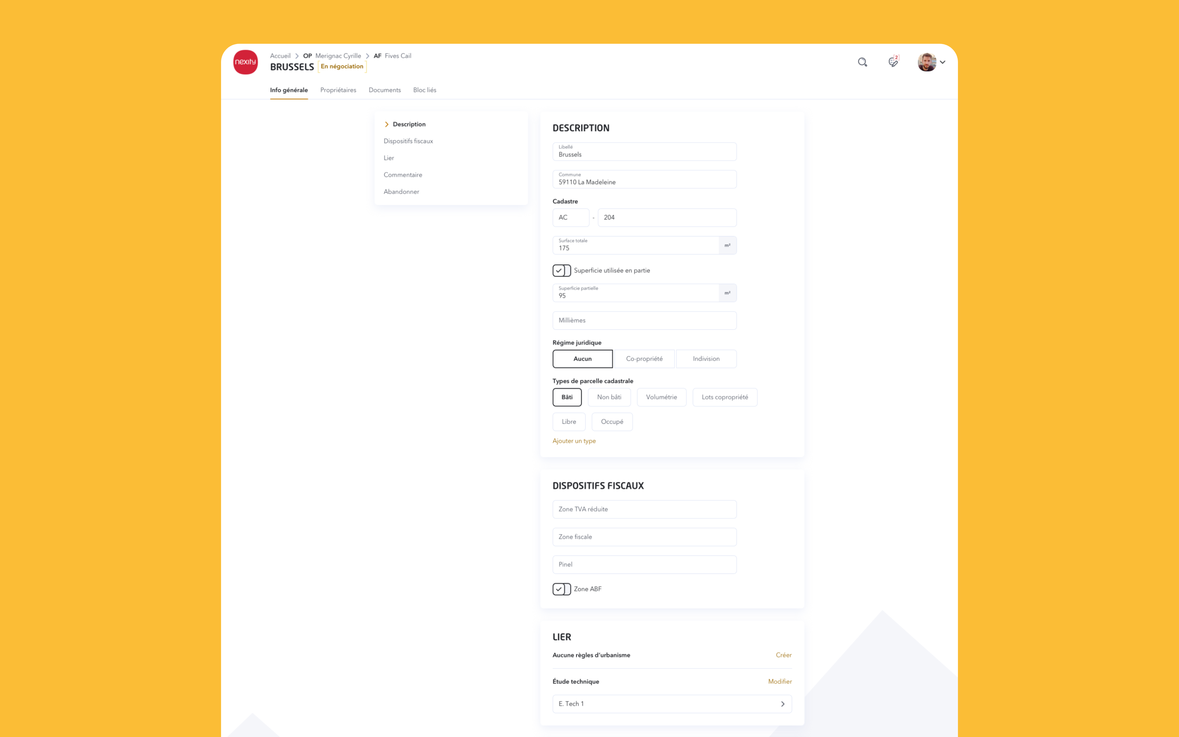 Édition des données, Vue d'ensemble de la page